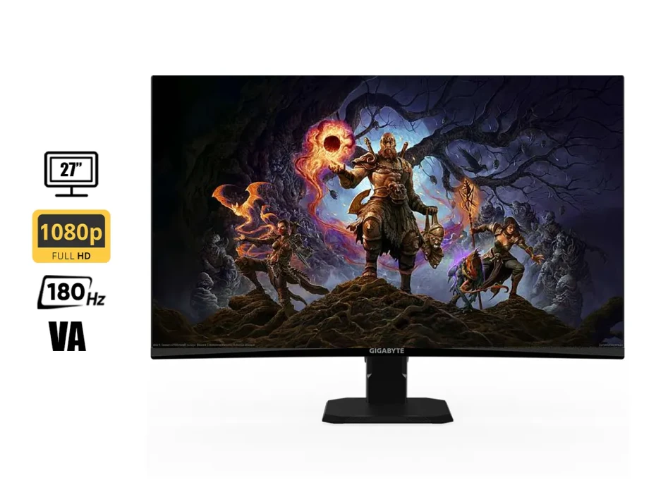 Monitor Gigabyte 27 Pulgadas Gs27fc (ga-gs27fc) Gaming 180hz, Fhd, Curvo, 1ms, 2 Hdmi, 1 Dp, Va