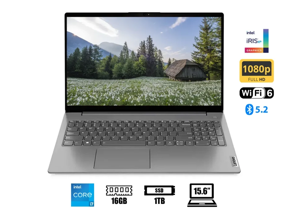 Laptop Lenovo Core I7-1355u V15  (83cc001llm) Pantalla 15.6" Fhd Tn, Ram 16gb, Ssd 1tb, Intel Iris Xe Graphics, Win11, 13gen.