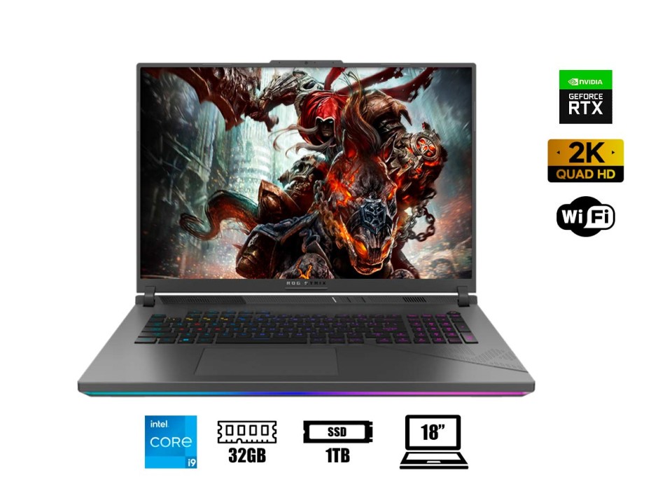 Laptop Asus Core I9-14900hx Rog Strix G18 Gaming (g814jvr-is96) 18" Wqxga 240hz, Ram 32gb, Ssd 1tb, Rtx 4060 8gb, Ips, Win11, Rgb, 14gen.