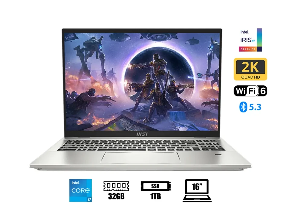 Laptop Msi Core I7-13700h Prestige  16 A13m-406us (pre16evo13406) Pantalla 16" 2k/qhd 165hz, Ram 32gb, Ssd 1tb, Win11, Urban Silver, 13gen.