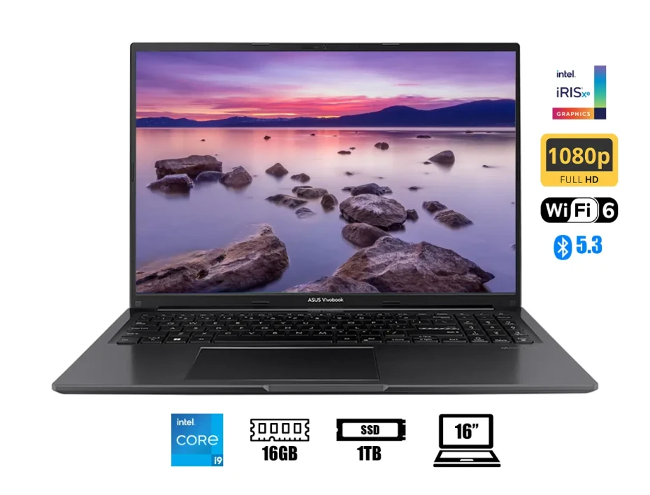 Laptop Asus Core I9-13900h Vivobook X1605va-mb195 (90nb10n3-m007j0) 16.0" Wuxga, Ram 16gb, Ssd 1tb, Win11, Us., 13gen.