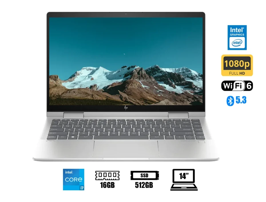 Laptop Hp Core 7-150u Envy X360 14-es1023 2-in-1 (9r8r3ua#aba) Pantalla 14" Fhd, Ram 16gb, Ssd 512gb, Touchscreen, Win11, Natural Silver