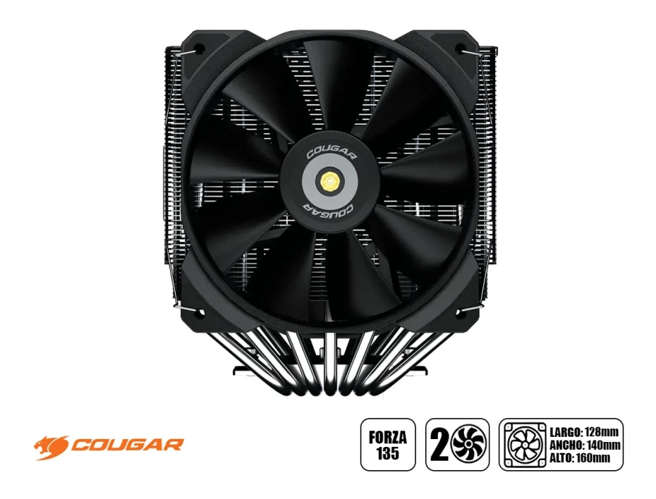 Cooler Para Procesador Cougar, Forza 135(3mfz135.0001) 7 Pipas De Cobre, 2 Fan