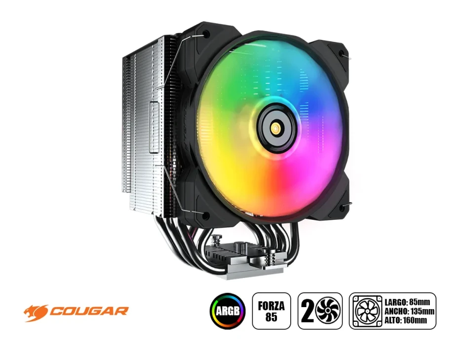 Cooler Para Procesador Cougar, Forza 85 Argb (3mfzr85.0001) 6 Pipas De Cobre, 2 Fan