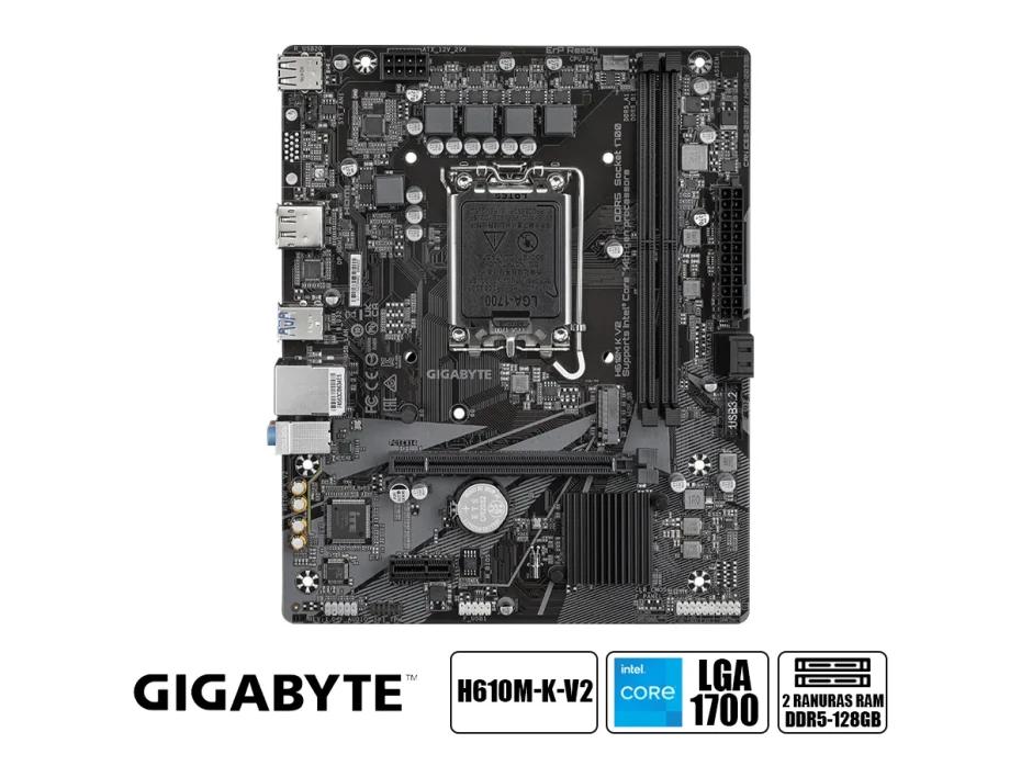 Placa Madre Gigabyte H610m-k-v2 Ddr5 (h610m-k-v2 D5) Socket Lga 1700, 14va, 13va, 12va Gen