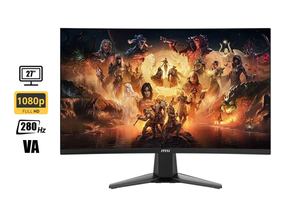 Monitor Msi 27 Pulgadas (mag 276cxf) Gaming, Curvo 1500r, 280hz, 0.5ms, 1dp 1 Hdmi, Negro