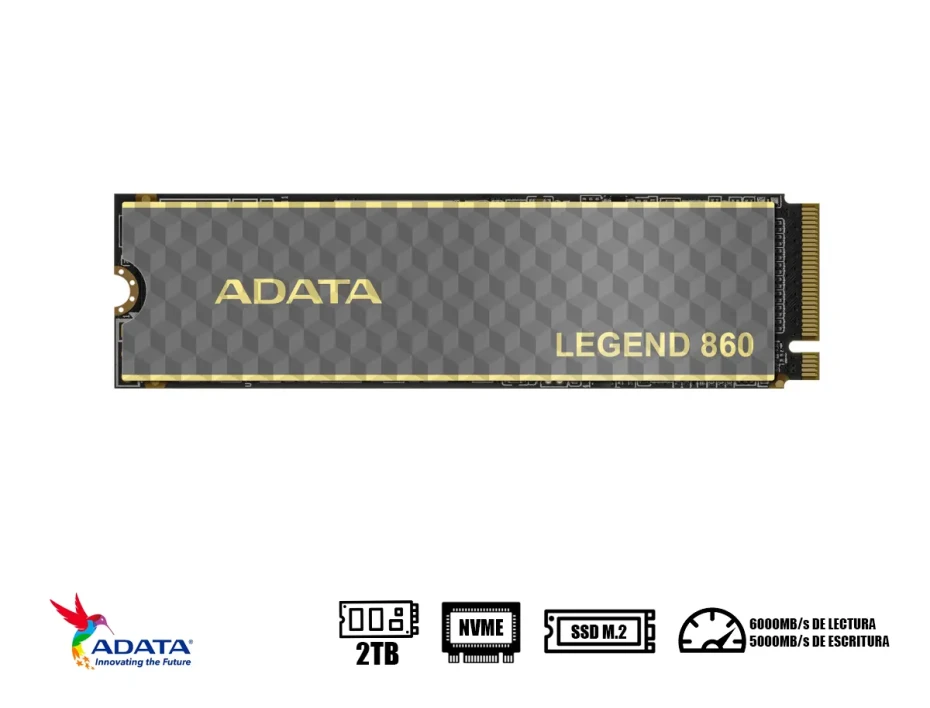 Unidad De Almacenamiento Ssd M.2 Pcie Adata 2tb Nvme Legend 860, 2280 (sleg-860-2000gcs) Hasta 6000mb/s De Lectura