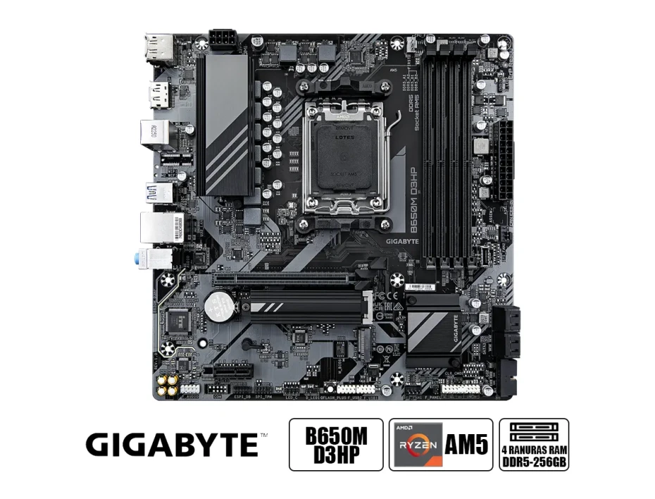 Placa Madre Gigabyte B650m D3hp (b650m D3hp) Socket Am5, Ram Ddr5 7600oc Mhz