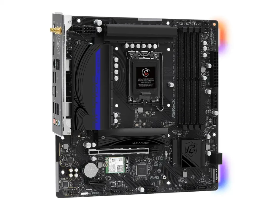 Placa Madre Asrock B760m Pg Riptide Wifi (90-b760m-pg-riptidewifi) Socket Lga 1700, Ram Ddr5 Buss 7200oc Mhz, 14va, 13va, 12va Gen, Rgb