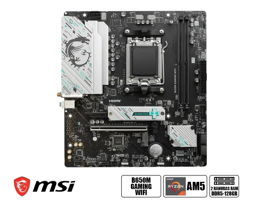 Placa Madre Msi B650m Gaming Wifi  (9-b650m Gaming Wifi) Socket Am5, Ram Ddr5 Buss 7800oc Mhz, 2 Slot, Wifi 6e