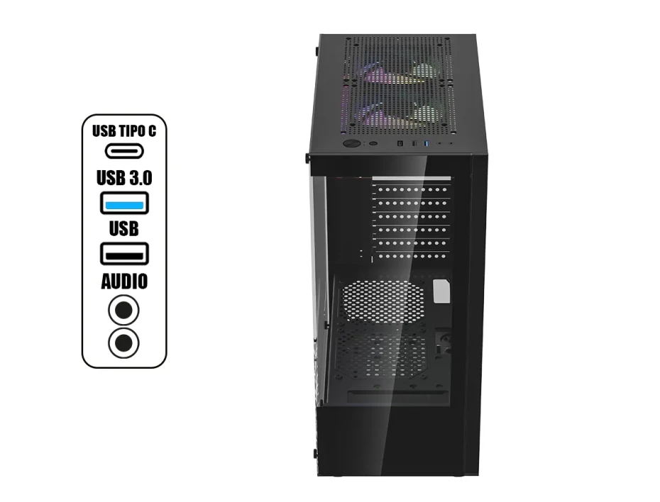 Case Gambyte Arcane S/fuente (cs-arc3argwr-lg) Panel De Vidrio, 3 Ventilador, Led Argb, Negro