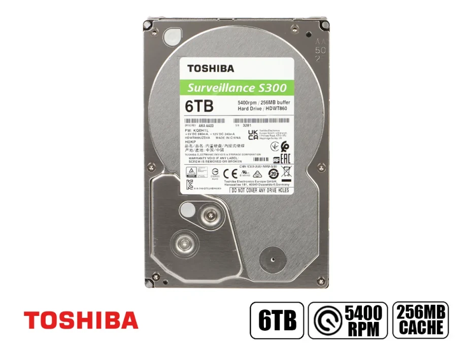 Disco Duro Toshiba 6tb Surveillance S300 (hdwt860uzsva) 5400 Rpm, 3.5", Sata 6, Para Video Vigilancia