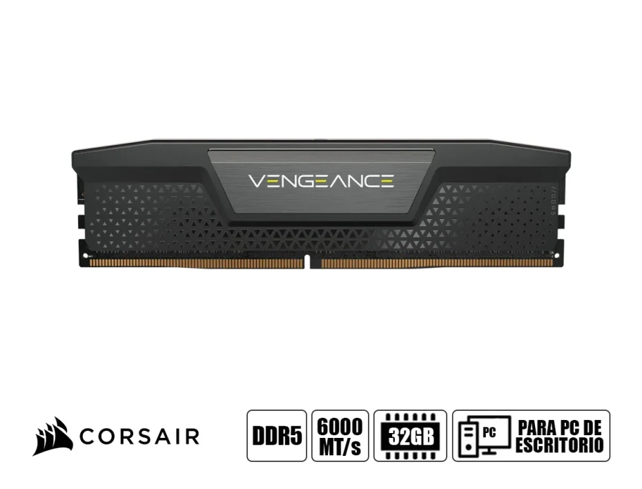 Memoria Ram Corsair Ddr5 32gb (16gbx2) Vengeance (cmk32gx5m2e6200c36) 6200 Mt/s, Negro, Cl 36