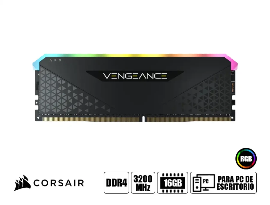 Memoria Ram Corsair Ddr4 16gb Vengeance Rs (cmg16gx4m1e3200c16) 3200 Mhz, Negro, Rgb