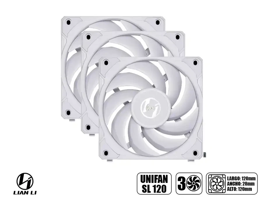 Cooler Para Case Lian Li Uni Fan P28 (p28120-3w) Blanco, 120mm, 3 En 1, Led-argb