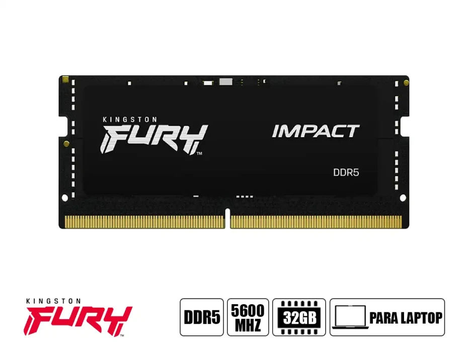 Memoria Para Laptop Sodimm Kingston Fury Ddr5 32gb Impact (kf556s40ib-32) 5600 Mhz