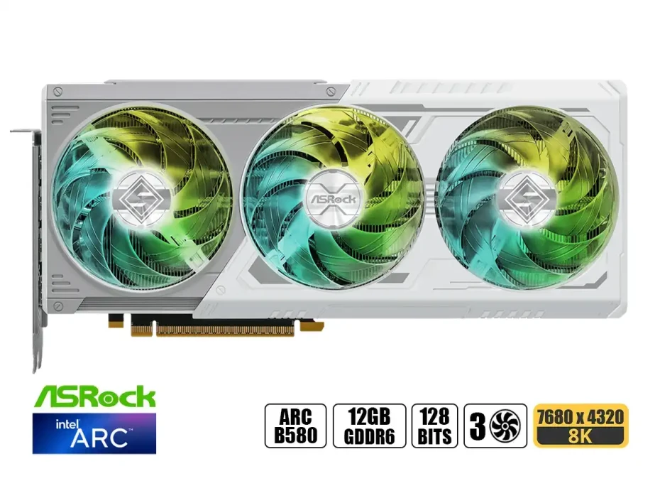 Tarjeta De Video Asrock Arc B580 Stell Legend Oc 12gb Gddr6 (arc-b580 Sl 12go) Intel 192 Bits, 3 Ventiladores