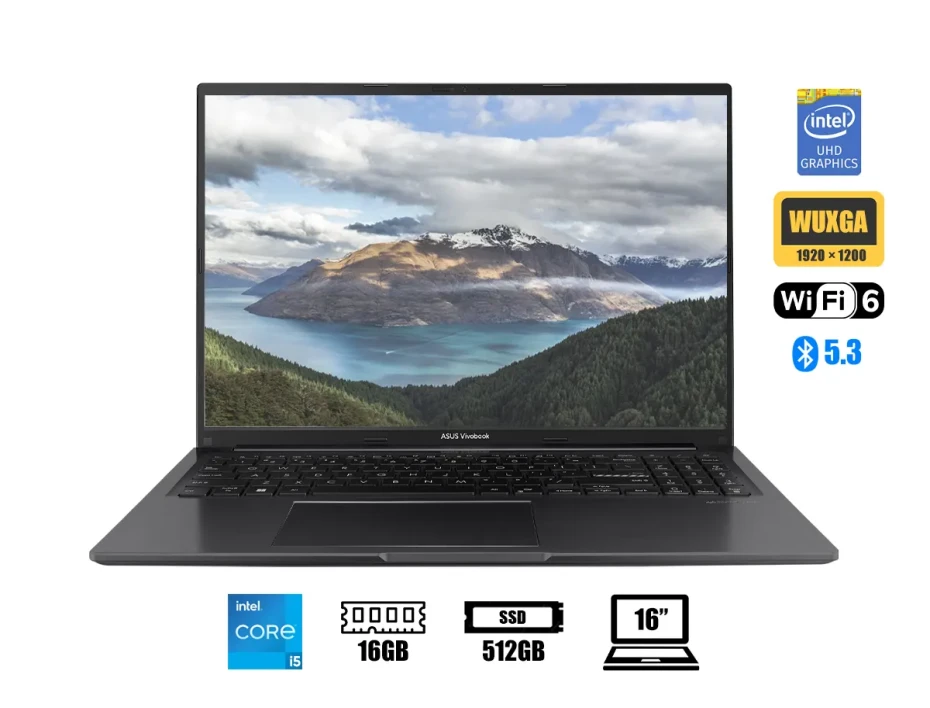 Laptop Asus Core I5-13420h Vivobook 16 X1605va-mb1234 (90nb10n3-m01kr0) Pantalla 16" Wuxga, Ram 16gb, Ssd 512gb, Freedos, Indie Black, 13gen.