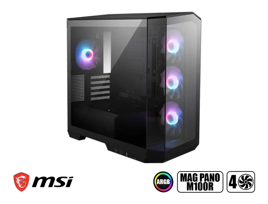 Case Msi Mag Pano 100r Pz S/fuente (mag Pano 100r Pz Matx) Paneles De Vidrio, Negro