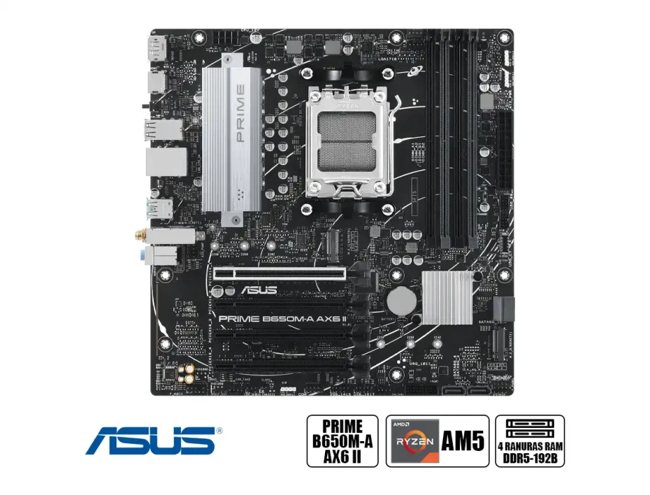 Placa Madre Asus B650m-a Ax6 Ii Prime Wifi (prime B650m-a Ax6 Ii) Socket Am5, Ddr5 Buss 7600oc Mhz,