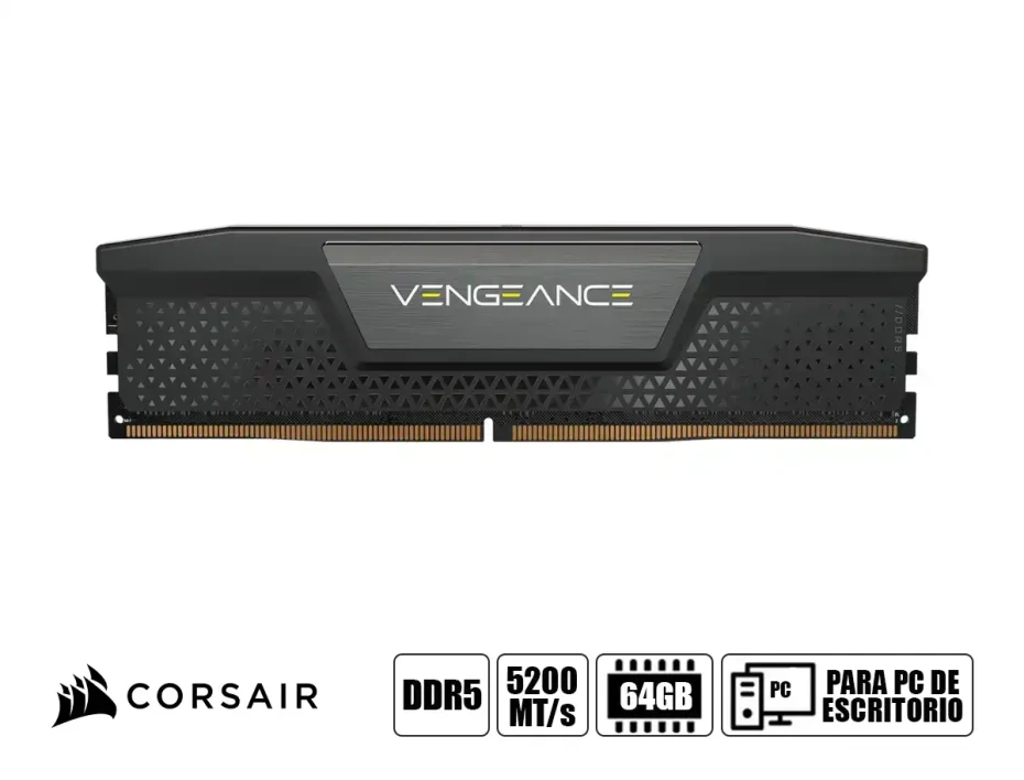 Memoria Ram Corsair Ddr5 64gb (32gbx2) Vengeance (cmk64gx5m2b5200z40) 5200 Mt/s, Negro