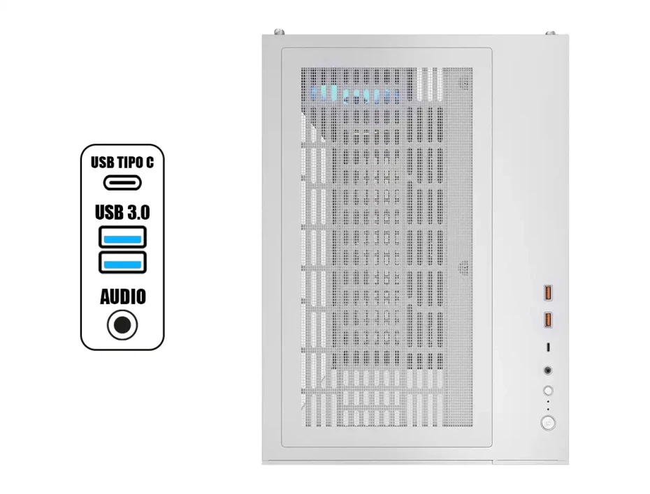 Case Cougar Gaming S/fuente, Fv150 Rgb White (385ka10.0002) Panel De Vidrio, DiseÑo Pecera, 4 Ventiladores, Led Rgb, Blanco