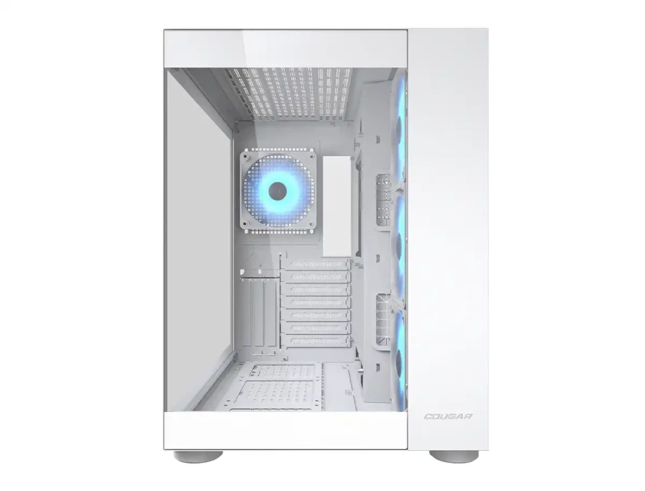 Case Cougar Gaming S/fuente, Fv150 Rgb White (385ka10.0002) Panel De Vidrio, DiseÑo Pecera, 4 Ventiladores, Led Rgb, Blanco