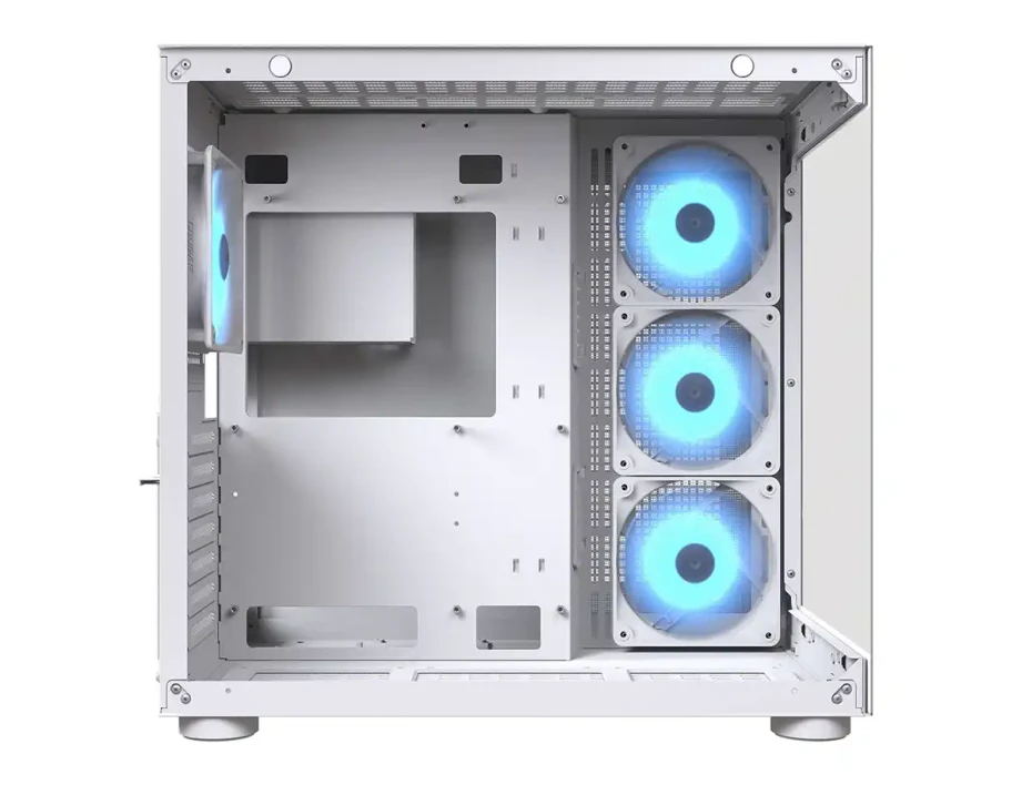 Case Cougar Gaming S/fuente, Fv150 Rgb White (385ka10.0002) Panel De Vidrio, DiseÑo Pecera, 4 Ventiladores, Led Rgb, Blanco