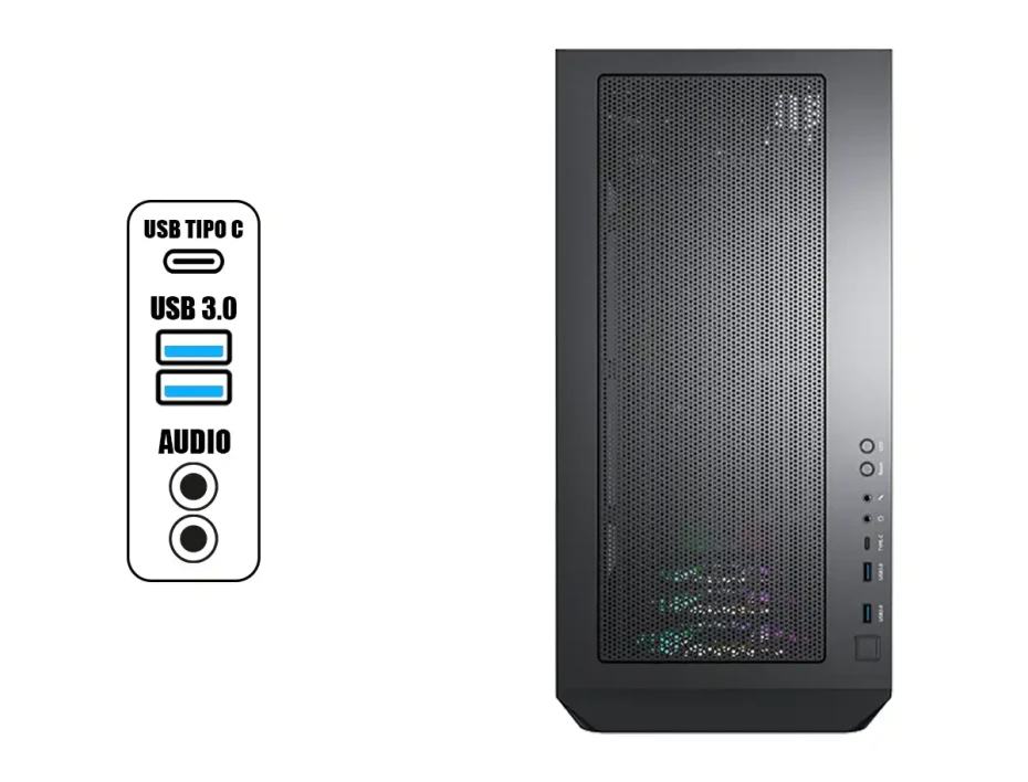 Case Montech Air 903 Max (air 903 Max) Panel De Vidrio Templado, 4 Ventiladores 140mm, Led Argb, Negro