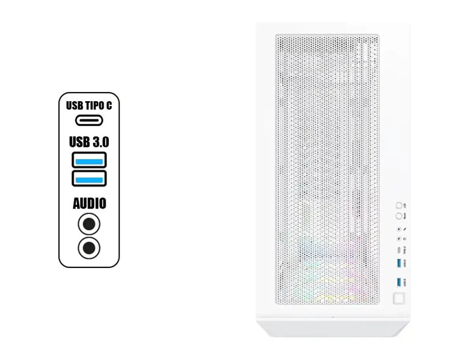Case Montech Air 903 Max (air 903 Max W ) Panel De Vidrio Templado, 4 Ventiladores 140mm, Led Argb, Blanco