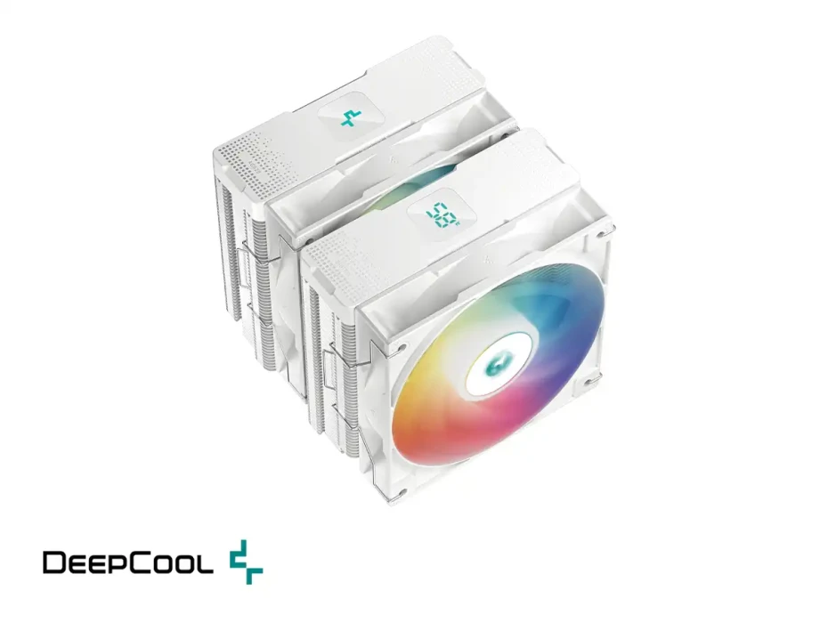 Cooler Para Procesador Deepcool Ag620 Digital Wh Argb (r-ag620-whadmn-g-2) 2 Ventiladores, Aluminio, Blanco, Argb