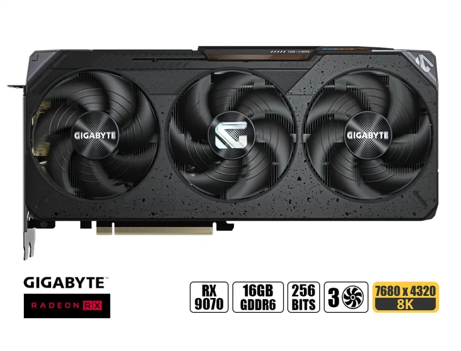 Tarj. Video Gigabyte Rx 9070 16gb Gaming (gv-rx9070gaming-o-16gb) Radeon 256bits 3 Ventiladores