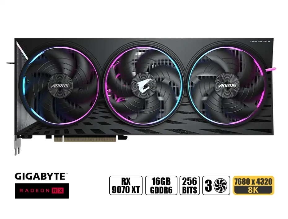 Tarj. Video Gigabyte Rx 9070 Xt 16gb Aorus Elite (gv-rx9070xtaoruse-16) Radeon 256bits 3 Ventiladores