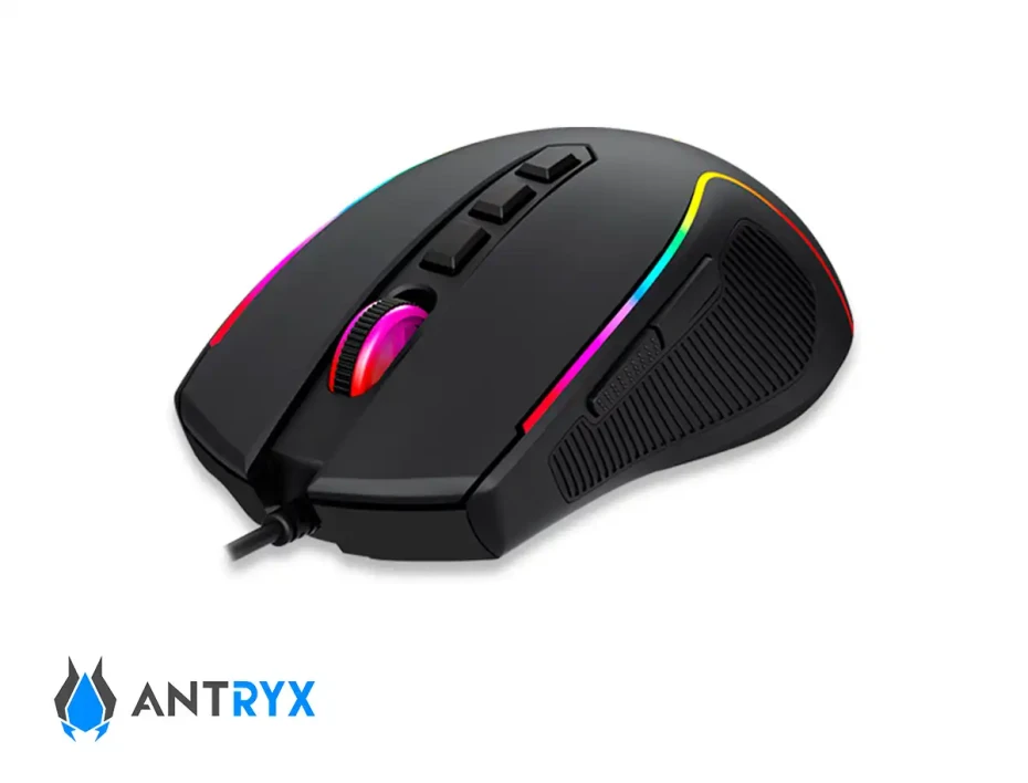 Combo 2 En Uno Antryx Chrome Storm Gc-5500 (agc-5500kbl-sp) Switch Blue, Led Rgb, 9 Botones, Negro