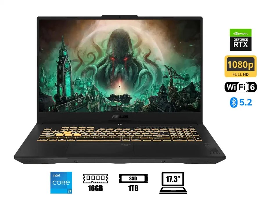 Laptop Asus Core I7-13620h Tuf Gaming F17 Fx707vu-hx087 (90nr0cs5-m00a60) 17.3" Fhd 144hz, Ram 16gb, Ssd 1tb, Nvidia Rtx 4050 6gb, S/s, 13gen. Esp