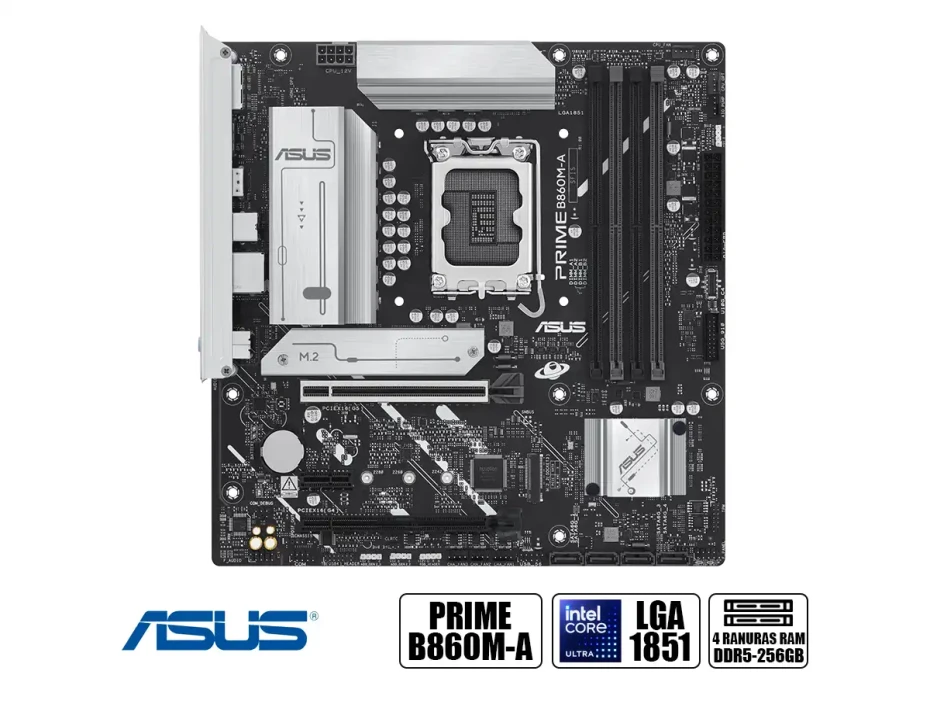 Placa Madre Asus B860m-a Prime (90mb860m-a-m0aay0) Socket Lga 1851, Ram Ddr5 8666oc Mt/s, Core Ultra,