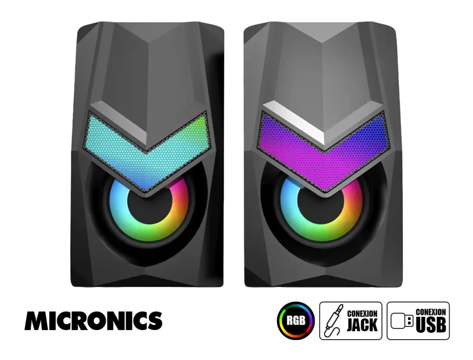 Parlante Micronics Avanty S321 (mic S321) Interfaz Jack 3.5 Mm, Rgb, Negro
