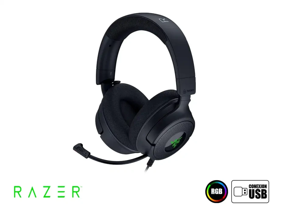 Auricular Razer Kraken V4 X Nasa (rz04-05180100-r3u1) Con Microfono, Interfaz Usb, Negro