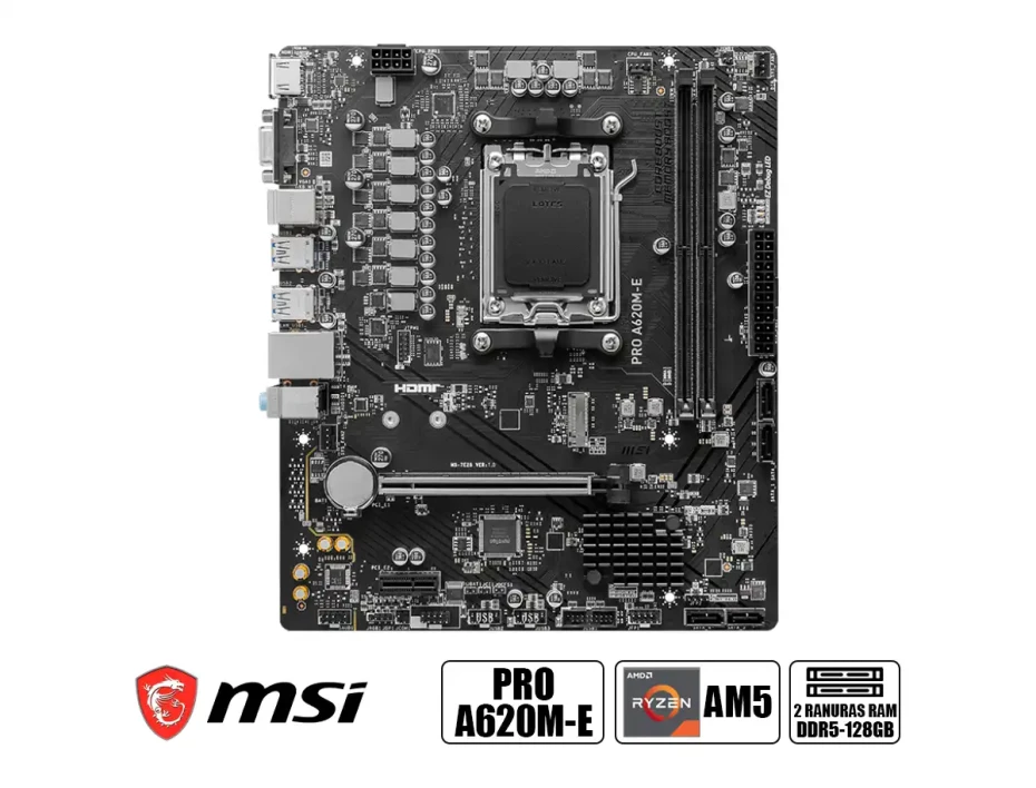Placa Madre Msi Pro A620m-e (90mbmsi-pro-a620m-e) Socket Am5, Ram Ddr5 Buss 6800oc Mhz