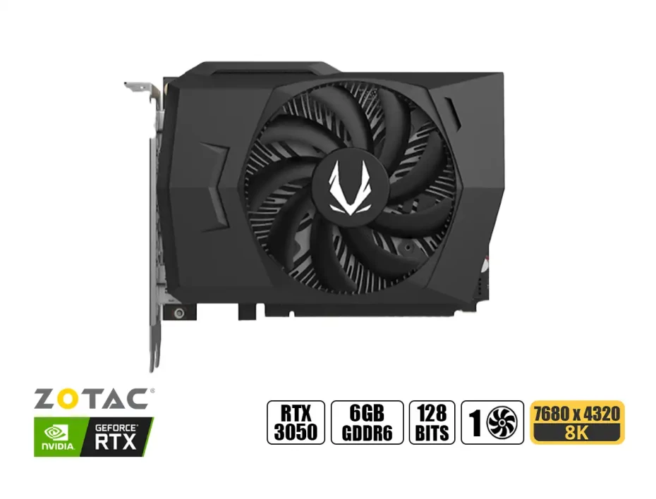 Tarjeta De Video Zotac Gaming Rtx 3050 Solo 6gb Gddr6 (zt-a30510g-10l) Geforce Nvidia 128 Bits, 1 Ventilador