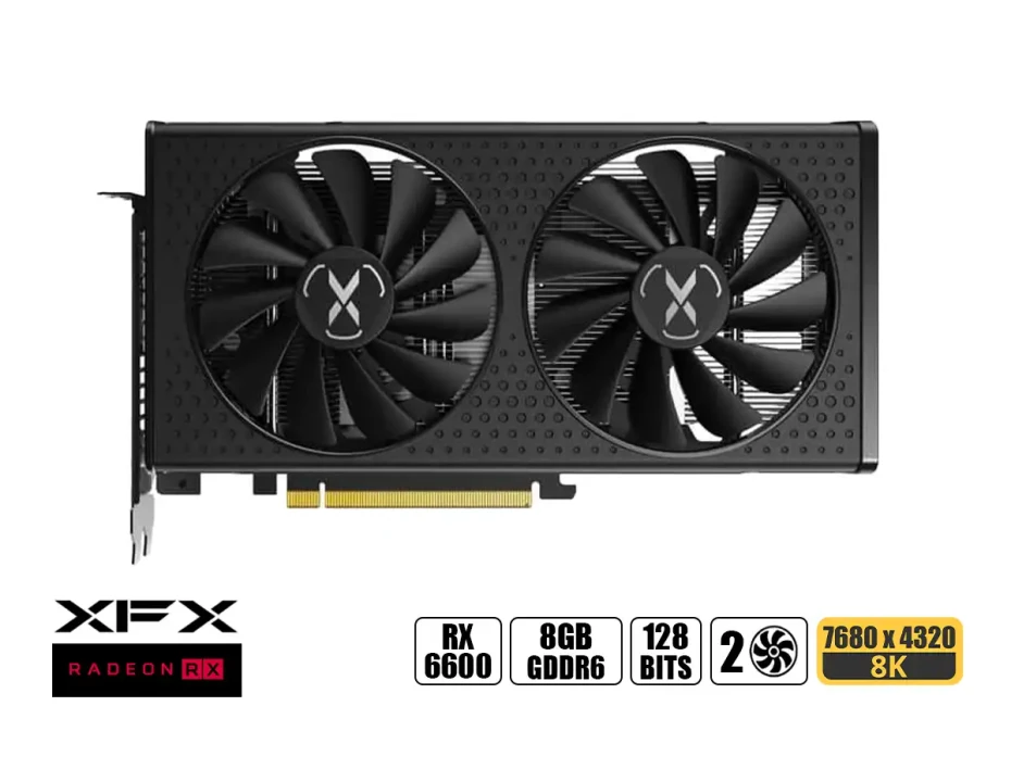 Tarjeta De Video Xfx Rx 6600 8gb Gddr6 Speedster Swft 210 (rx-6600x8dfswftdy) Radeon 128 Bits, 2 Ventiladores