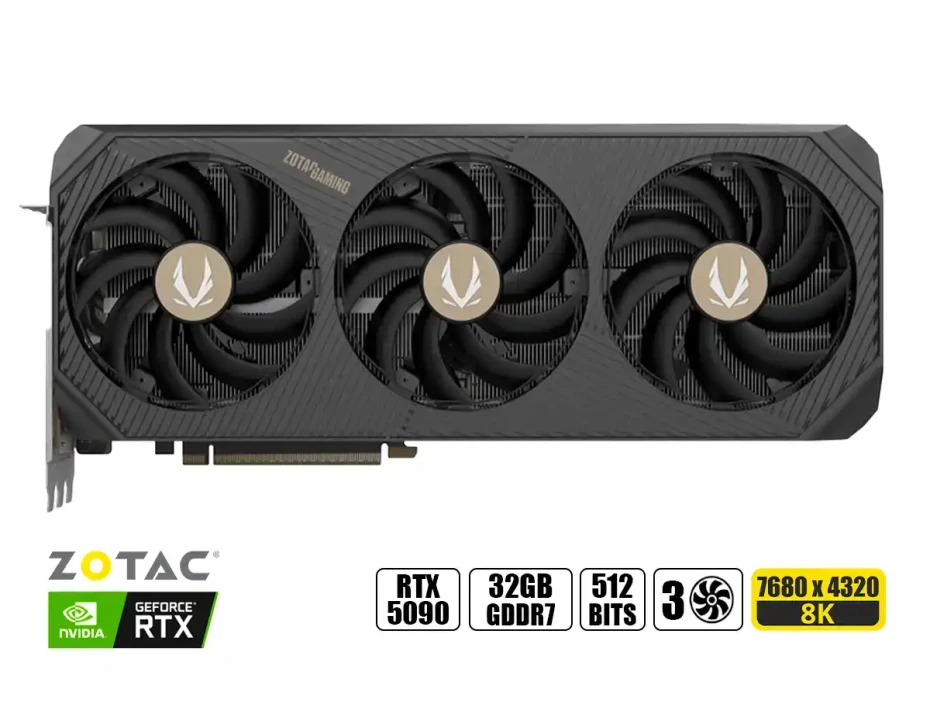 Tarjeta De Video Zotac Rtx 5090 Solid Oc 32gb Gddr7 (zt-b50900j-10p) Geforce Nvidia 512 Bits, 3 Ventiladores