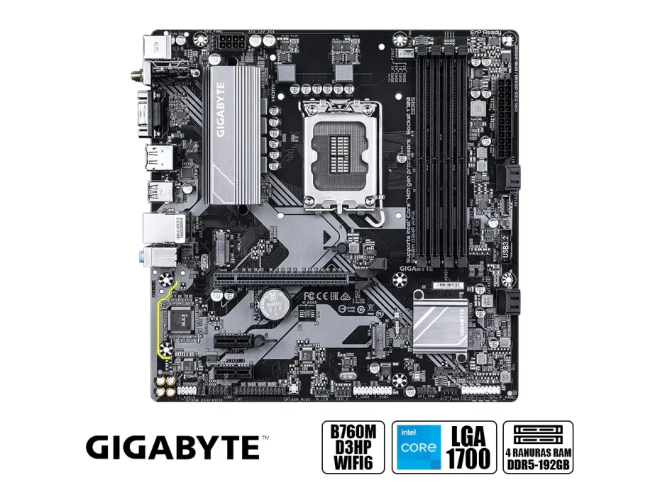 Placa Madre Gigabyte B760m D3hp Wifi 6  (b760m D3hp Wifi6) Socket Lga 1700, Ram Ddr5 Buss 7600oc Mhz, 14va, 13va, 12va Gen