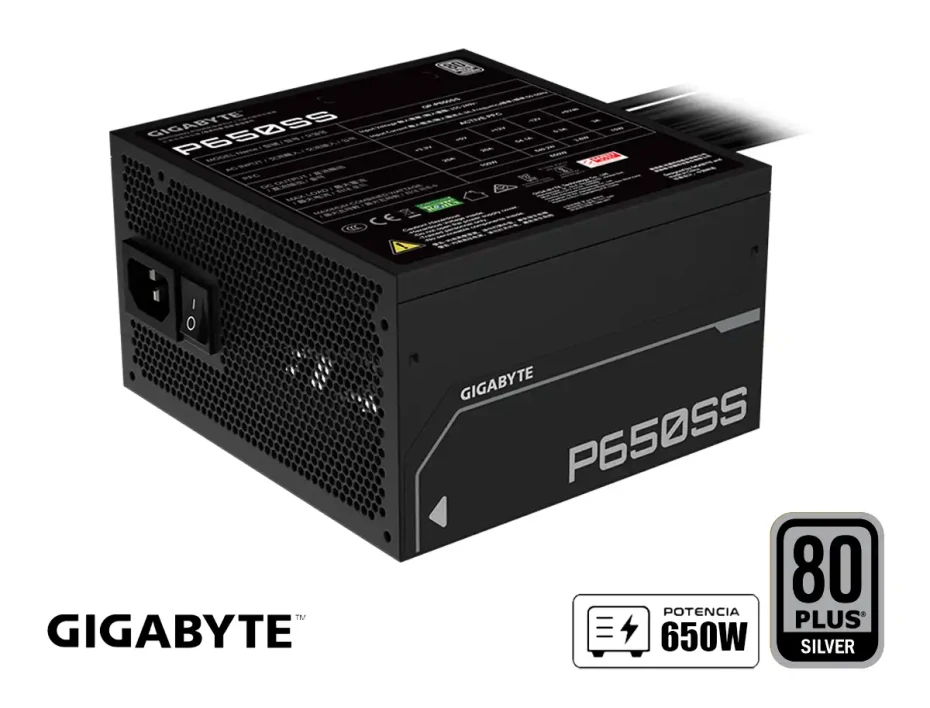 Fuente Gigabyte 650 Ss (p650ss) Atx, 80 Plus Silver, No Modular, Negro