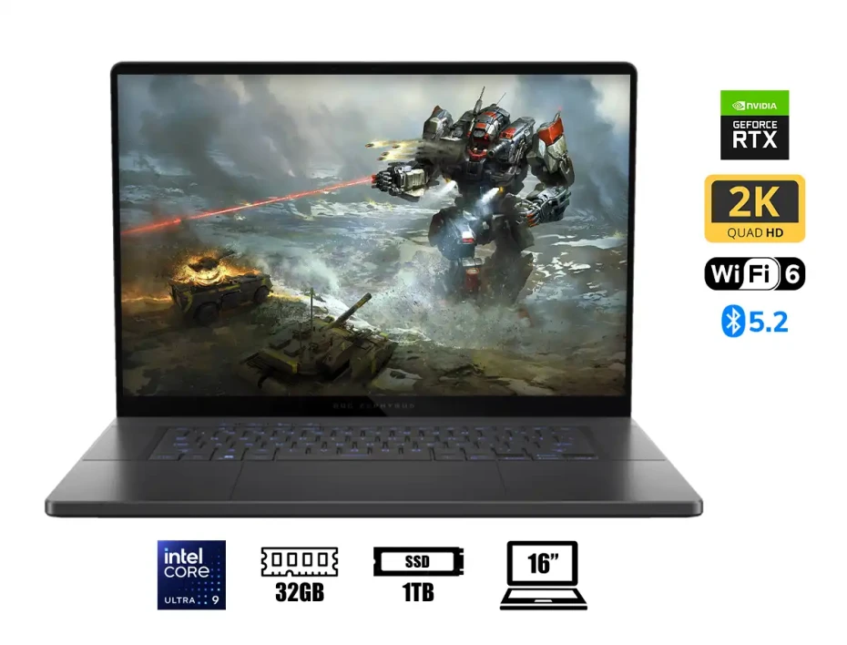 Laptop Asus Core Ultra 9 185h Rog Zephyrus G16 (90nr0is1-m00620) Gu605mi-qr128w 16" 2.5k Wqxga, Ram 32gb, Ssd 1tb, Rtx 4070 8gb, Win11h, Negro