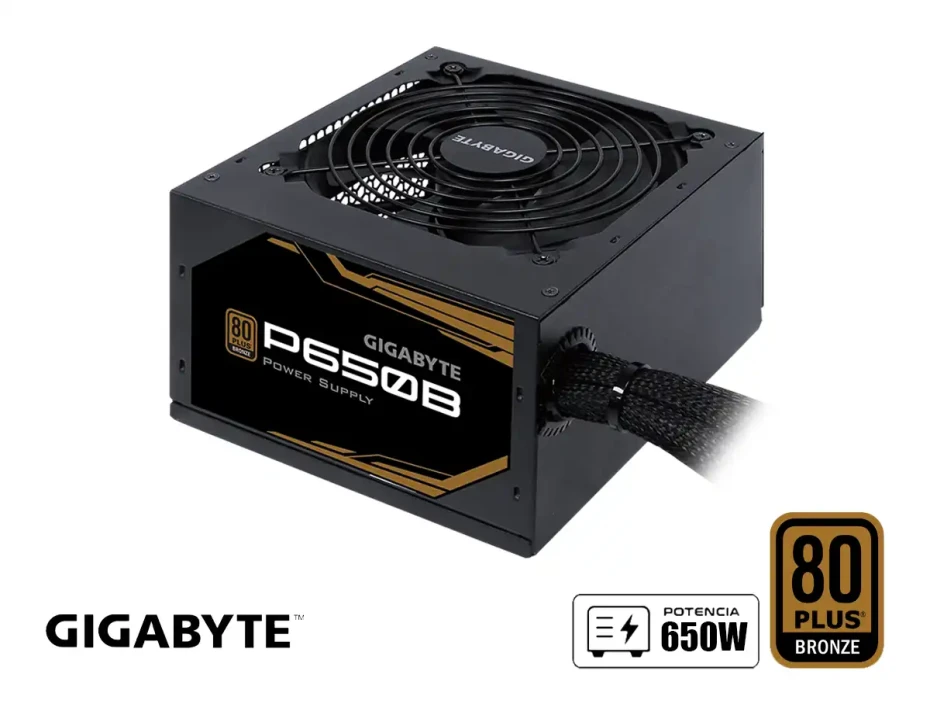 Fuente De Poder Gigabyte 650w P650b (gp-p650b) Atx, 80 Plus Bronze, No Modular, Negro