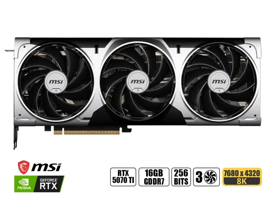 Tarjeta De Video Msi Rtx 5070 Ti Ventus 3x Oc 16gb Gddr7 (rtx-5070t16gbventus3x) Geforce Nvidia 256 Bits, 3 Ventiladores