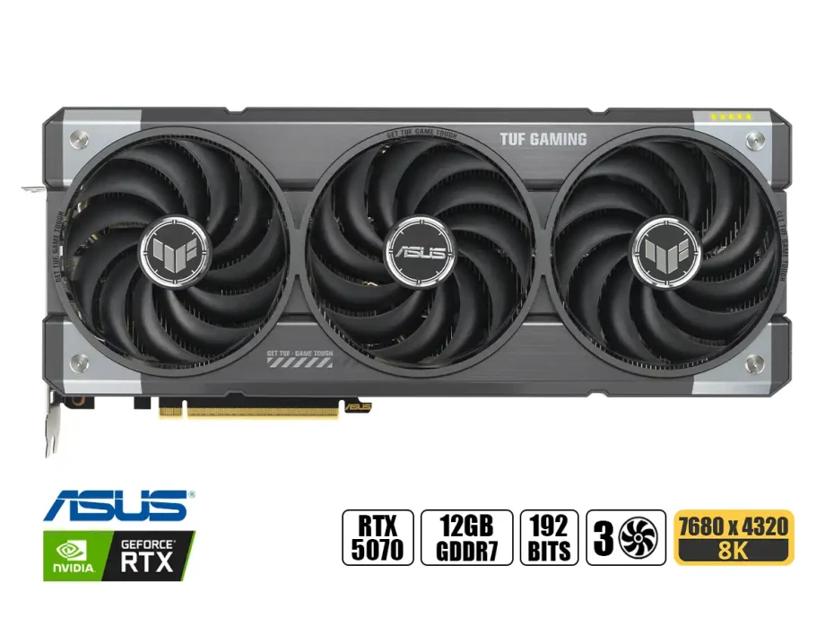 Tarjeta De Video Asus Rtx 5070 Tuf Gaming Oc 12gb Gddr7 (90yas Rtx5070 Tuf Oc) Geforce Nvidia 192 Bits, 3 Ventiladores
