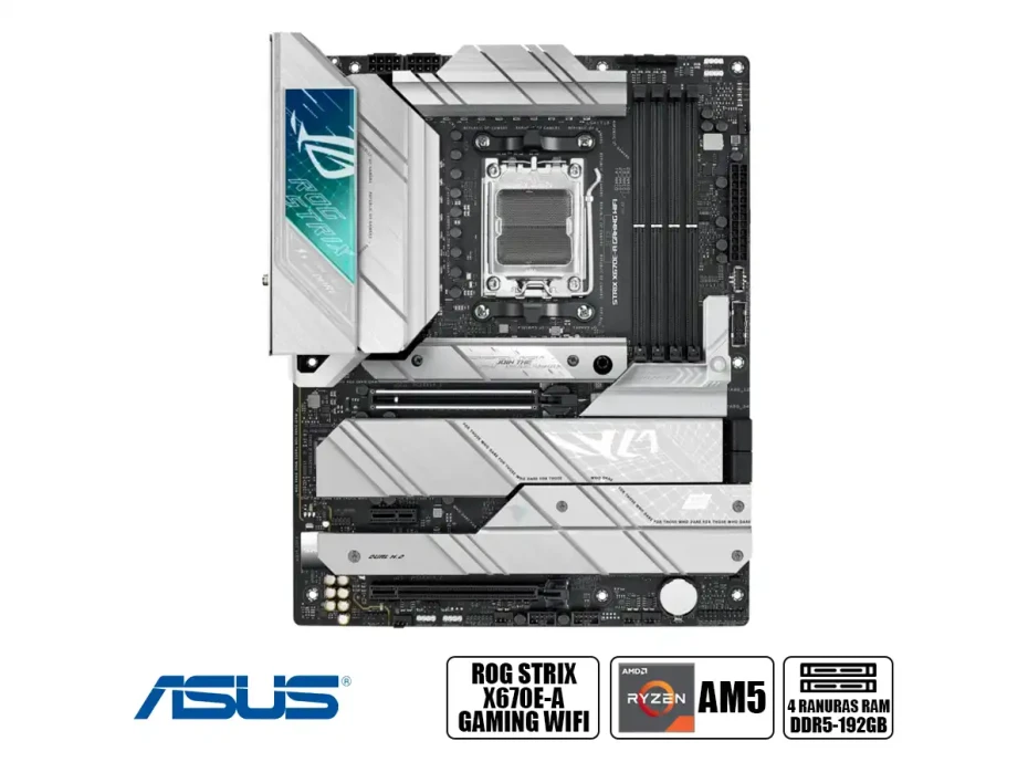 Placa Madre Asus Rog X670e-a Gaming Wifi Gaming (90x670e-a Gaming Wfi) Socket Am5, Ram Dddr5 Buss 8000oc Mt/s, Wifi 6e