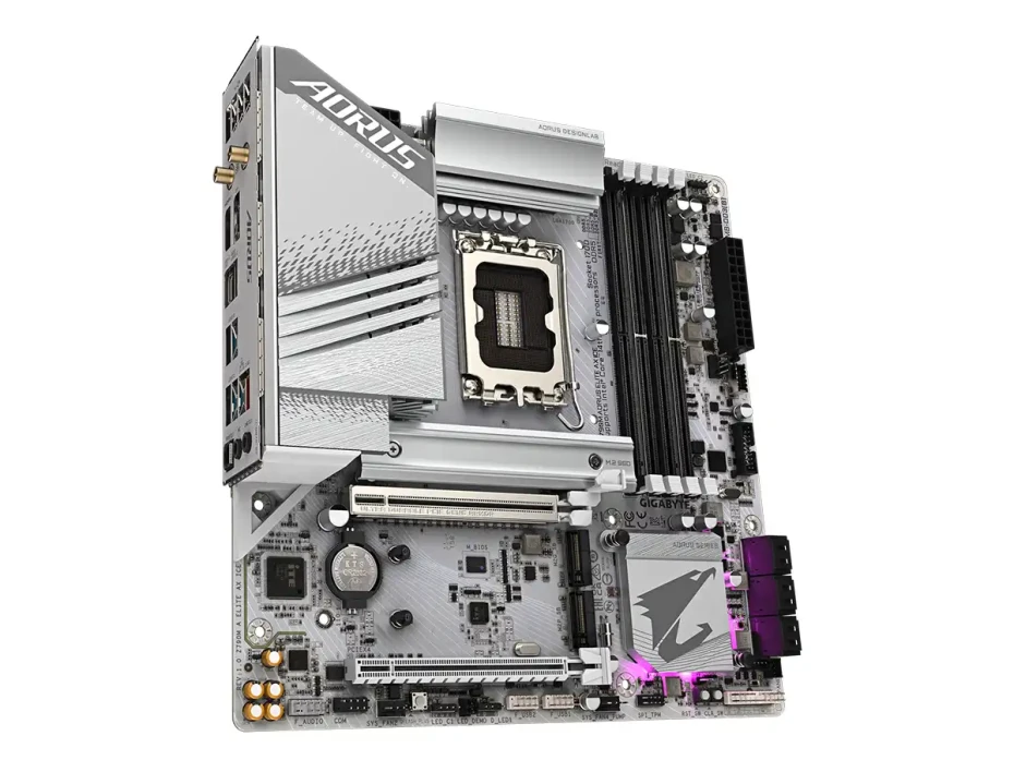 Placa Madre Gigabyte Z790m Aorus Elite Ax Ice (ga-z790m Aorus Elite Ax Ice) Socket Lga 1700, Ram Ddr5 Buss 7600oc Mt/s, 14va, 13va, 12va Gen, Wifi 6e